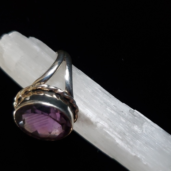 Faceted Amethyst Ring. Sterling Silver. Vintage. - Picture 5 of 7